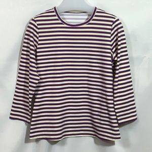 J. McLaughlin Cream/Purple Striped Shirt.